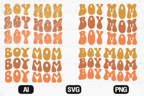 Boy Mom Retro Wavy SVG: Graphics for Crafts & Branding