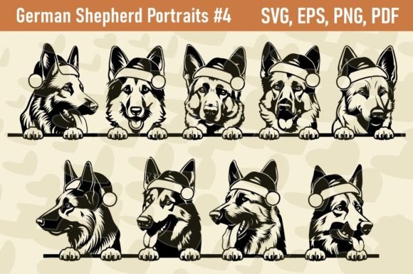 German Shepherd Christmas Graphics for Crafts