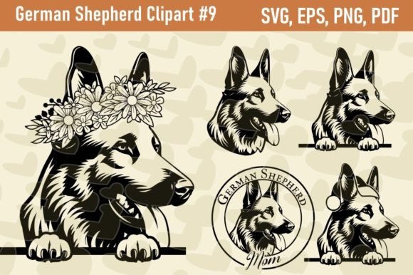 German Shepherd Clipart: Graphics for Crafts