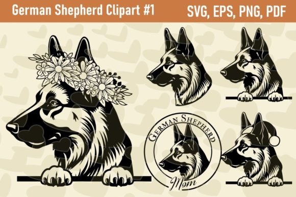 German Shepherd Clipart: Graphics for Crafts
