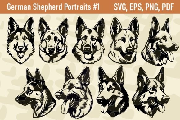 German Shepherd Clipart: Graphics for Crafts & Brands