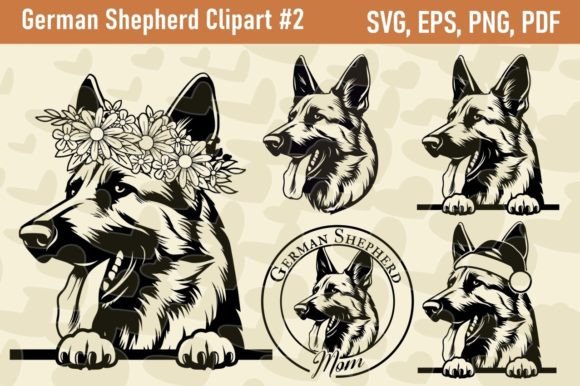 German Shepherd Clipart: Graphics for Crafts & Brands