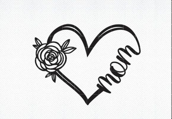 Mom Flower Heart SVG: Graphics for Crafts